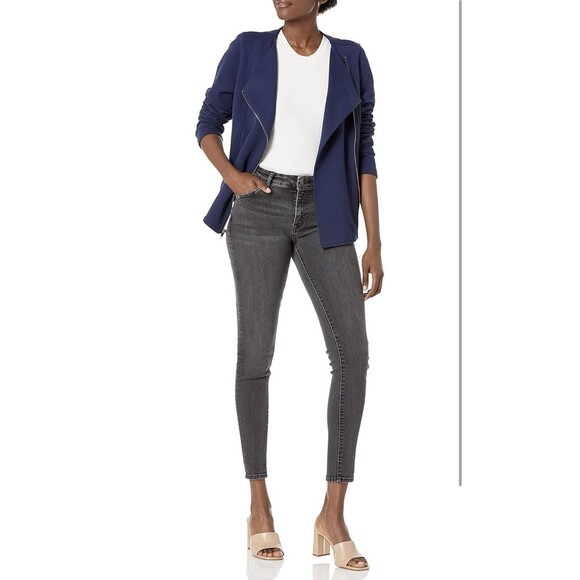 The Drop Caralyn Moto Long Sleeve Zip Up Jacket Navy Size XXS NWT - Picture 5 of 8